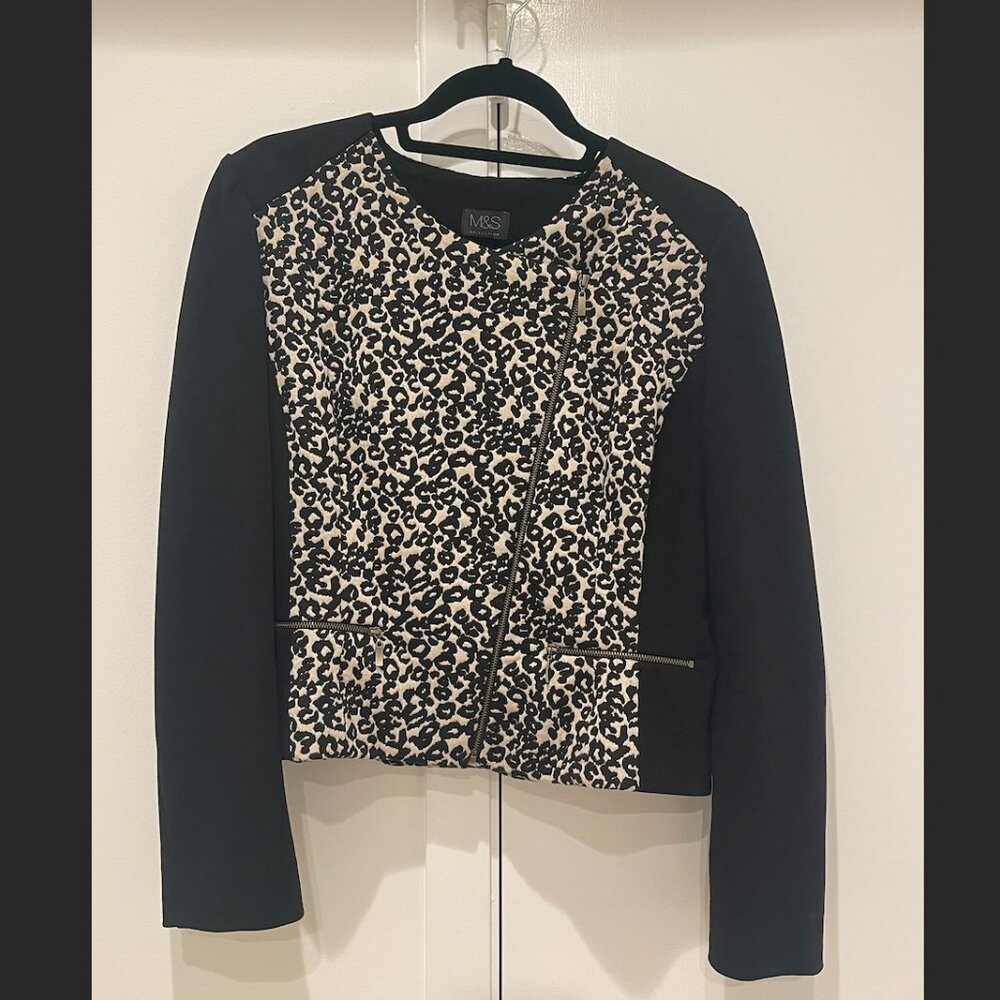 Marks & Spencer (M&S) Animal print moto jacket UK Size 16